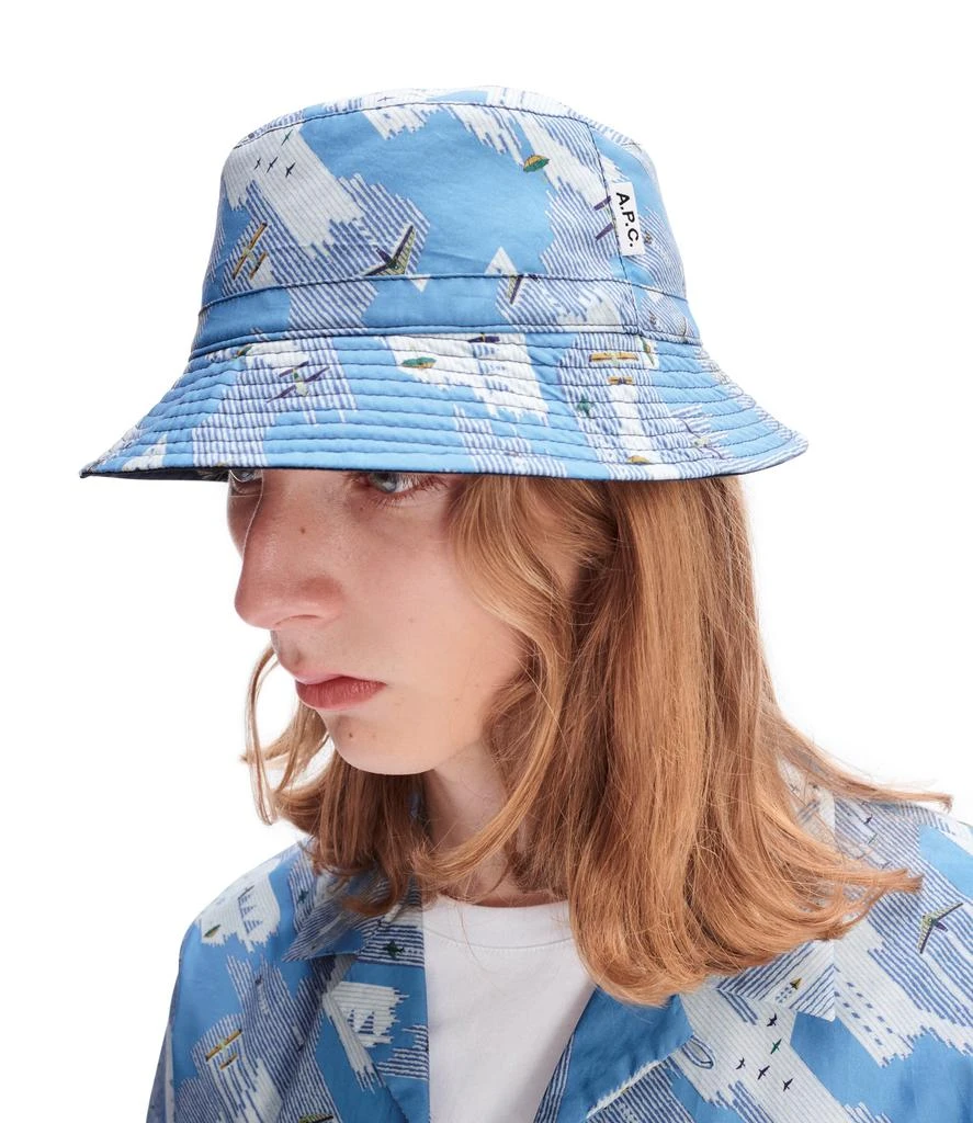 NWT A.P.C Bob Mark Reversible Blue Cotton Hat Size 56 A.P.C. Reversible Navy Bob Mark Bucket Hat A.P.C main image 3