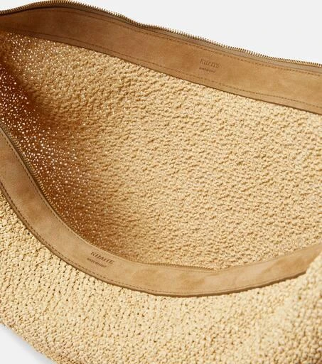 Khaite Augustina suede-trimmed raffia shoulder bag 3