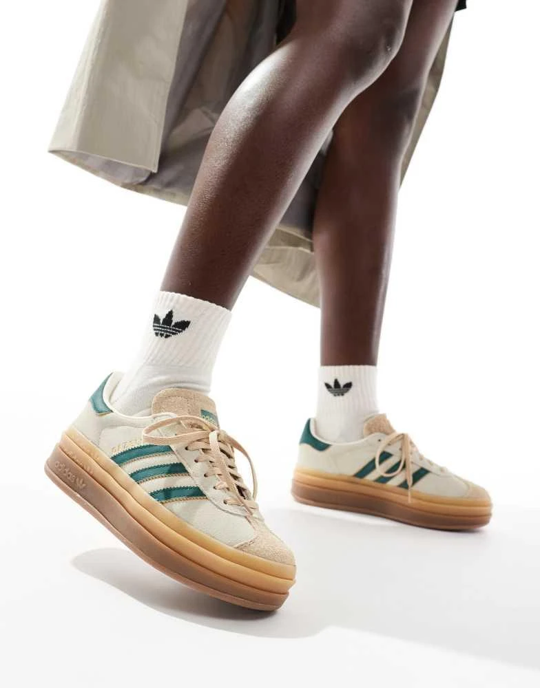Shop adidas Originals Gazelle Bold platform trainers in cream and green  with gum sole on Sale at BeyondStyle  Get 35% Off adidas Originals Gazelle  Bold platform trainers in cream and green