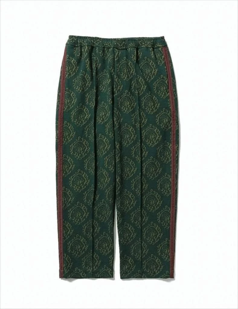 SASQUATCHFABRIX Dark Green Patterned Relaxed Fit Training Pants With Contrasting Red Stripes