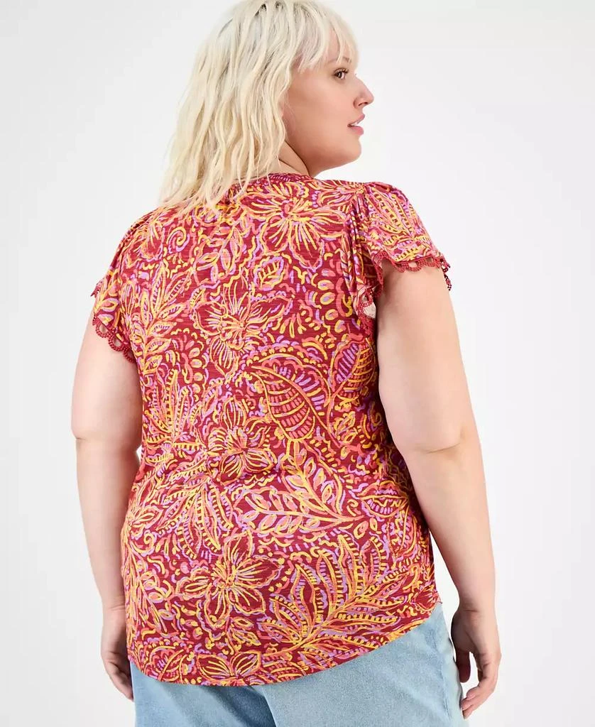 Democracy Trendy Plus Printed Flutter-Sleeve Top 4