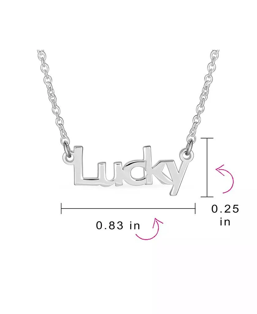 Bling Jewelry Sideways Station Necklace Dainty Block Letters Lucky Word Necklace Pendant .925 Sterling Silver 2