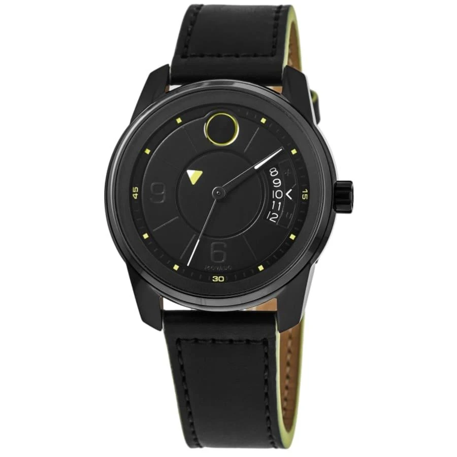 Movado Bold Verso Black Dial Leather Strap Men's Watch 3600696 1