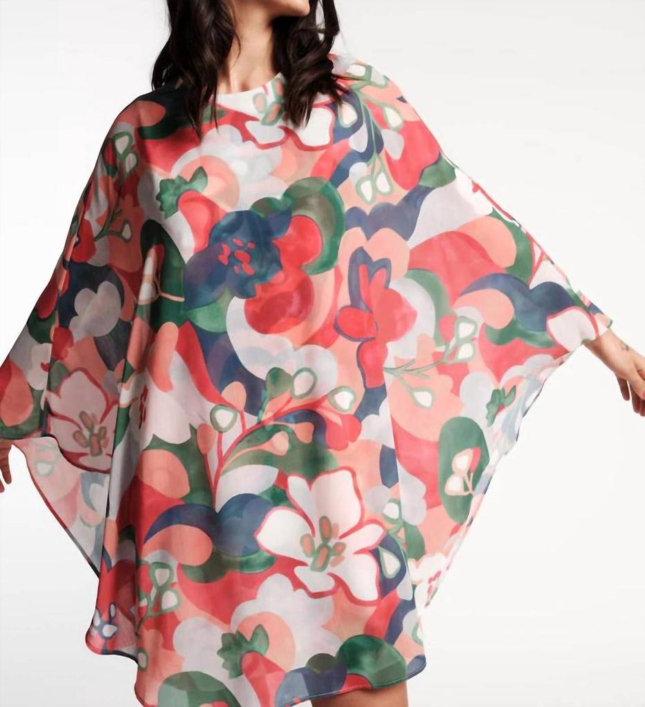 Frances Valentine Bree Cape Dress In Red