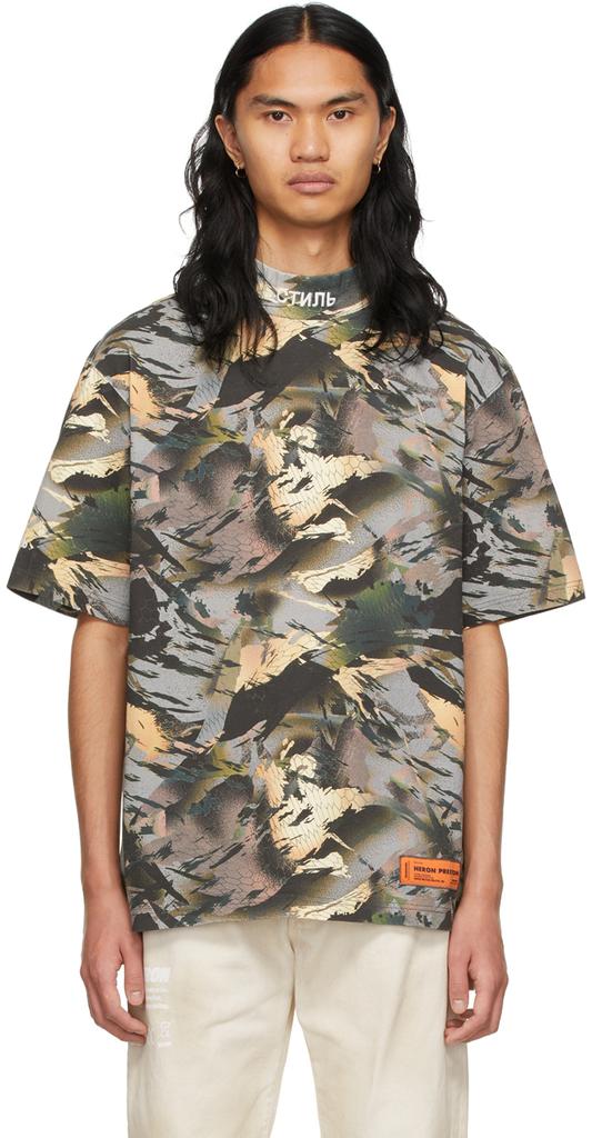 Heron Preston Multicolor Camo Style Turtleneck T-Shirt