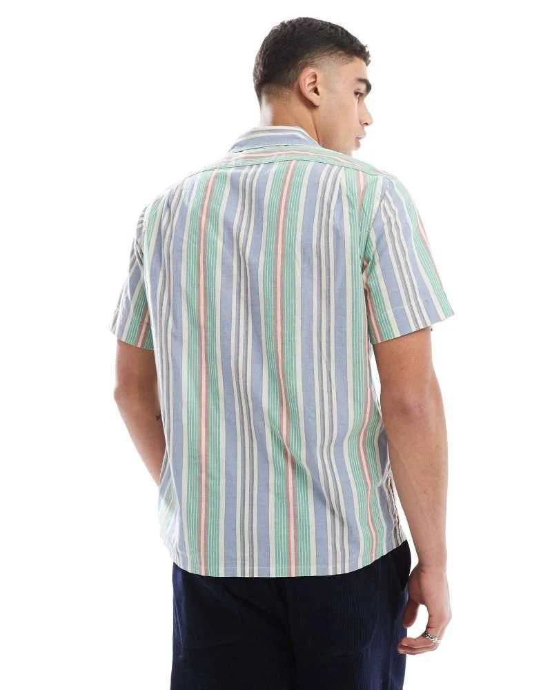 Ralph Lauren Polo Ralph Lauren short sleeve icon logo multi stripe shirt classic oversized fit in blue/green 4
