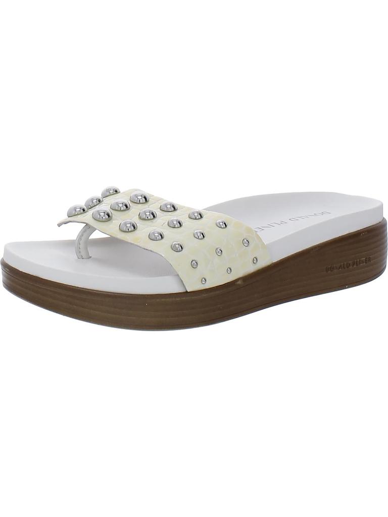 Donald J Pliner Womens Patent Leather Studded Wedge Sandals