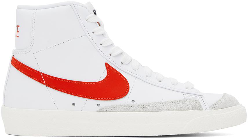 NIKE White & Red Blazer Mid '77 Sneakers