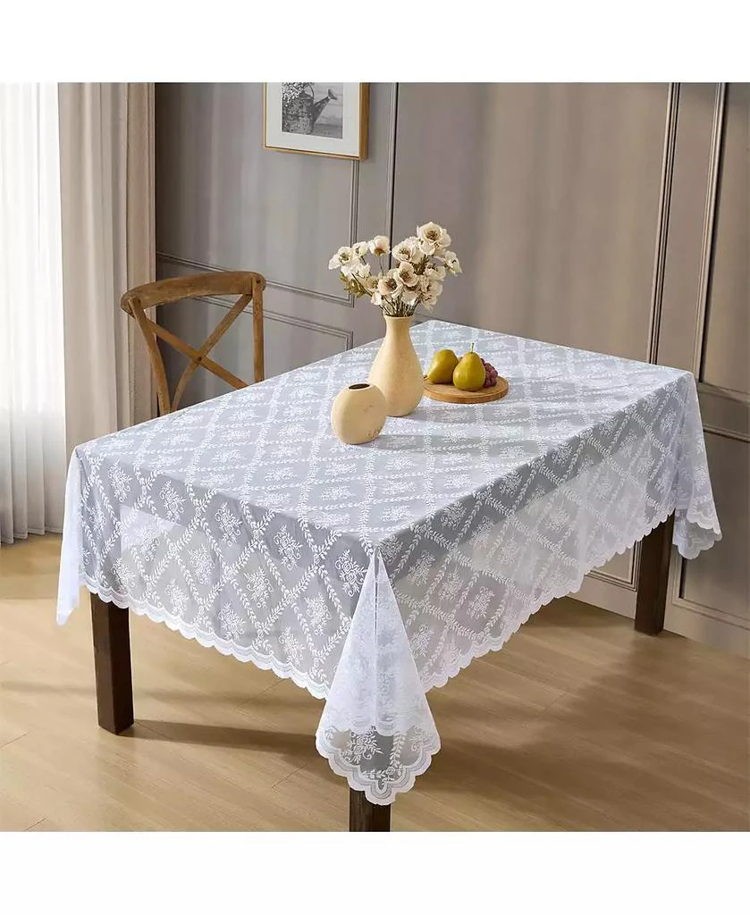 HLC.me Lace Fabric 60 x 84 in Tablecloth – Isabella Floral Wrinkle-Resistant for Rectangle Tables