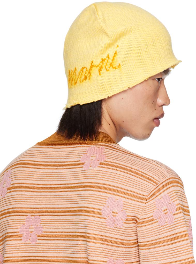 Shop Yellow Mohair Logo Beanie on Sale at BeyondStyle – Get 69