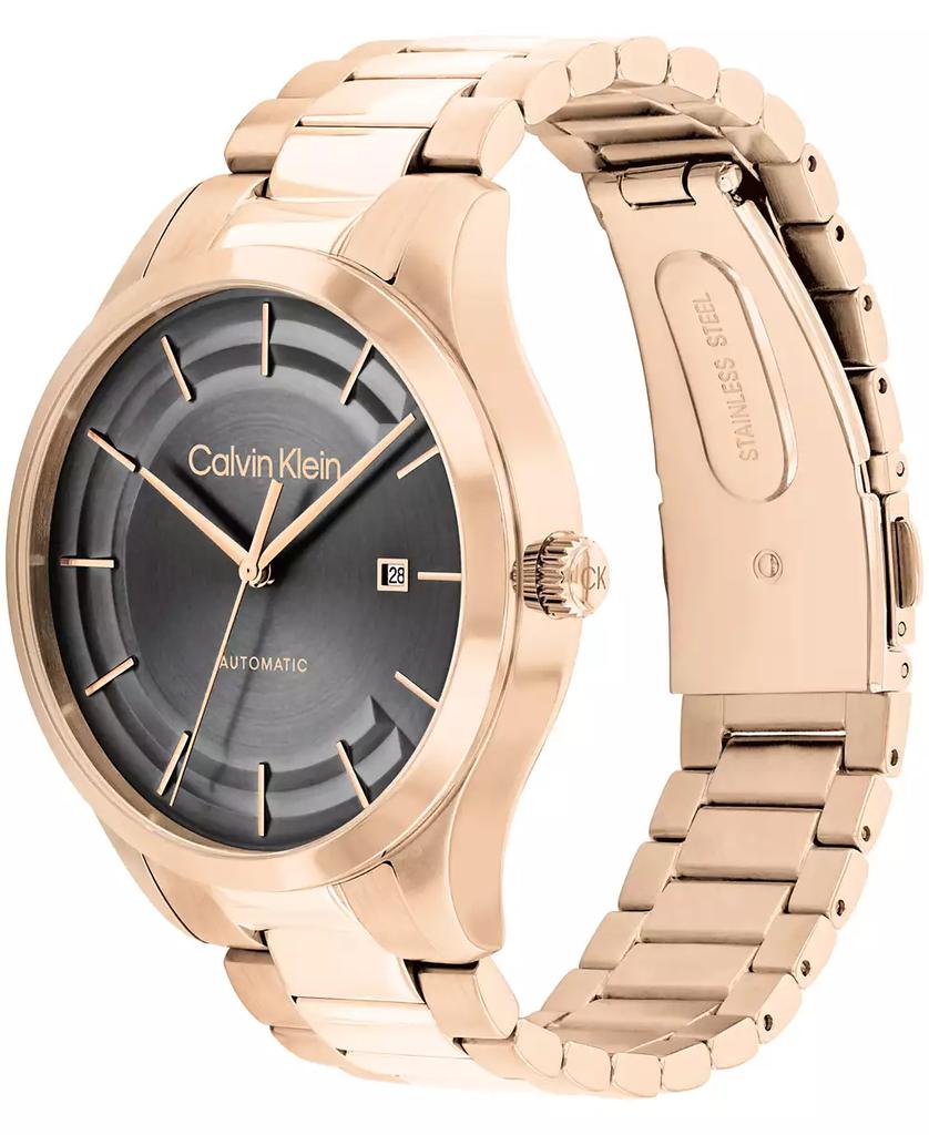 Calvin Klein Men's Iconic Automatic Rose Gold-Tone Stainless Steel Bracelet Watch 40mm
