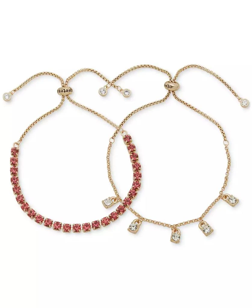 Clueless Gold-Tone 2-Pc. Set Mixed Color Crystal Slider Bracelets