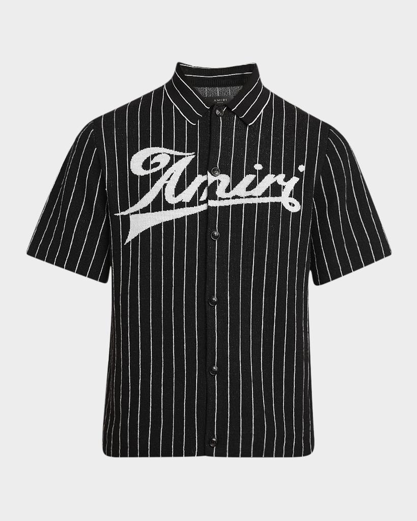 AMIRI Men's Pinstripe Logo Polo Shirt