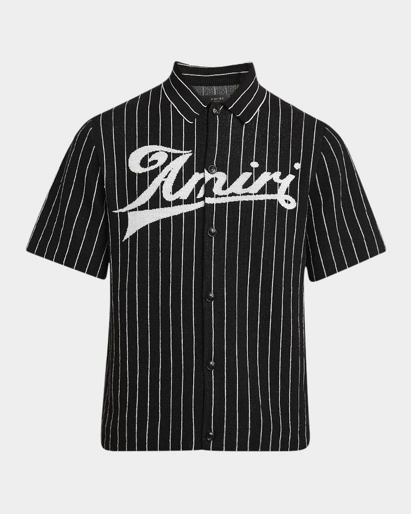 Amiri Men's Pinstripe Logo Polo Shirt 1