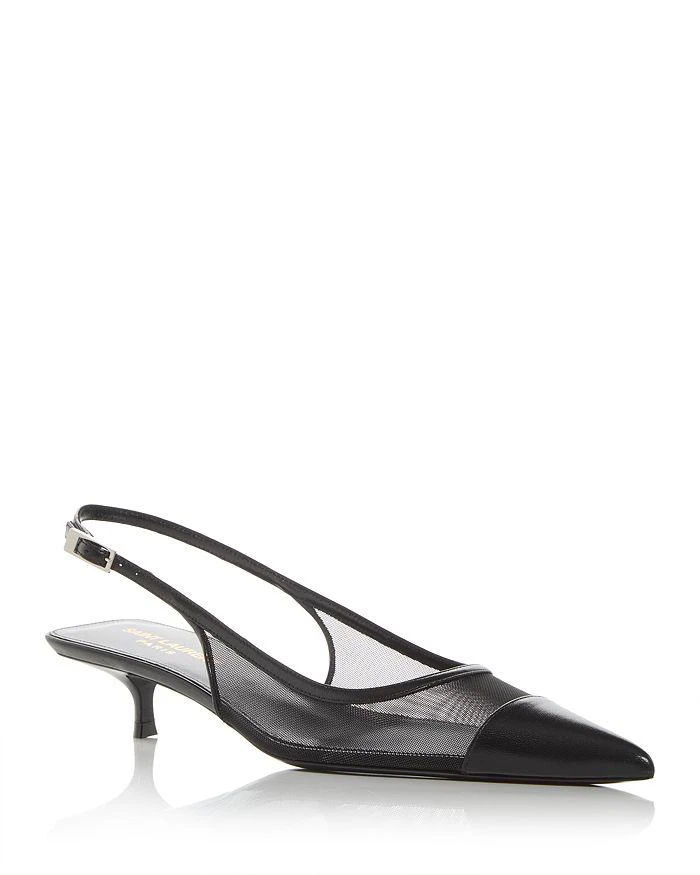 Yves Saint Laurent Women
s Oxalis Slingback Kitten Heel Pumps 1