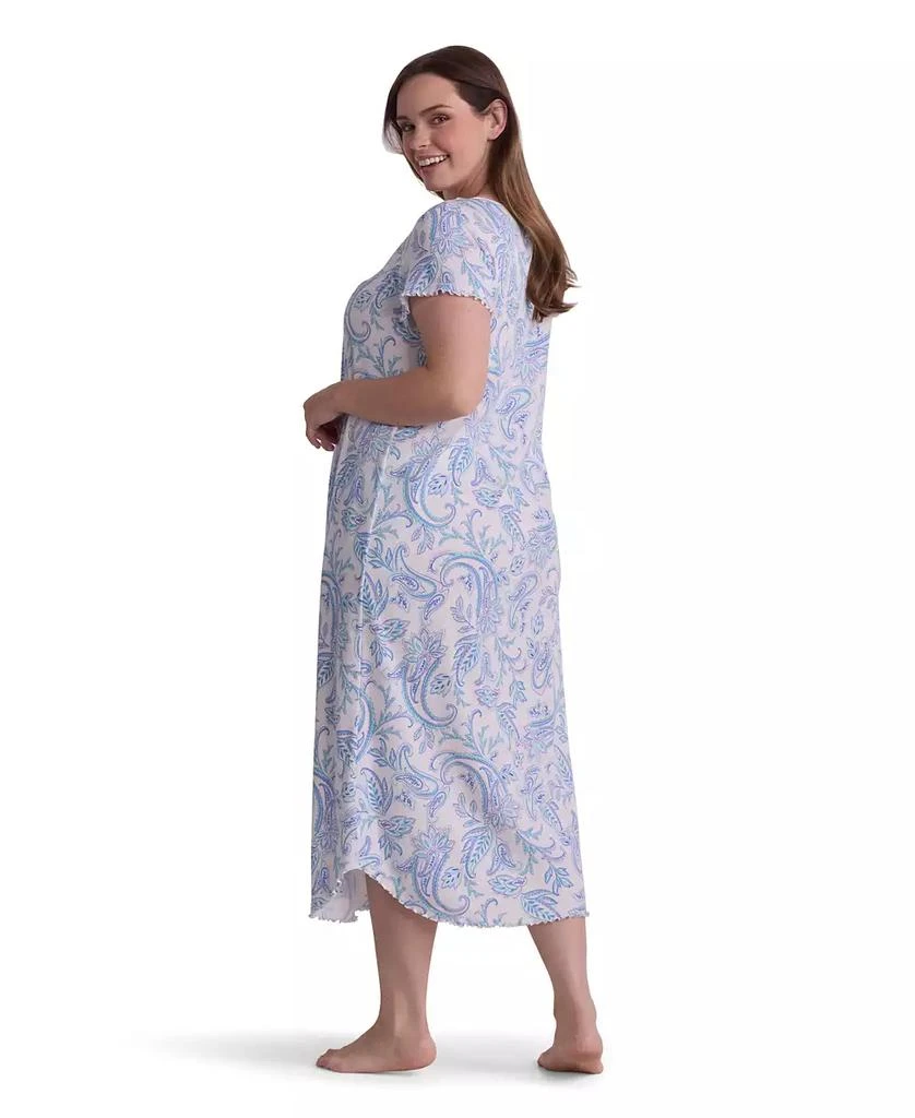 Miss Elaine Plus Size Round Neck Printed Sleepwear Nightgown 3