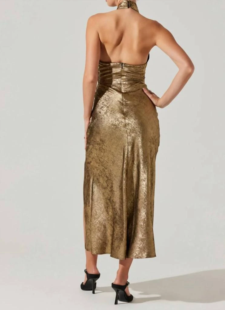 ASTR Marissa Halter Neck Midi Dress In Gold 2
