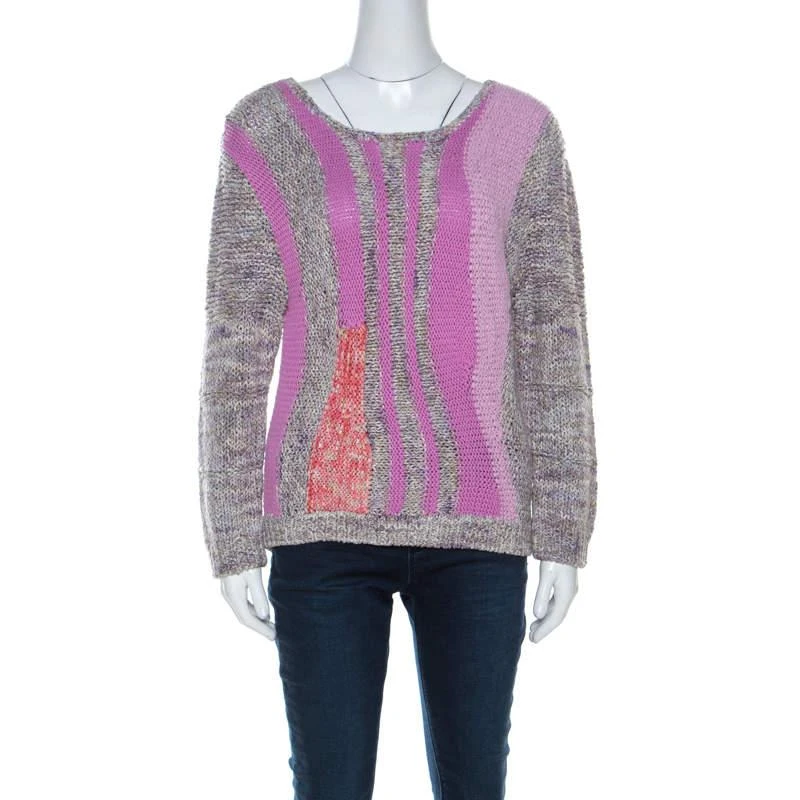 Marc Jacobs Marc by Marc Jacobs Grey & Purple Cotton Blend Hand Knit Sweater M 1