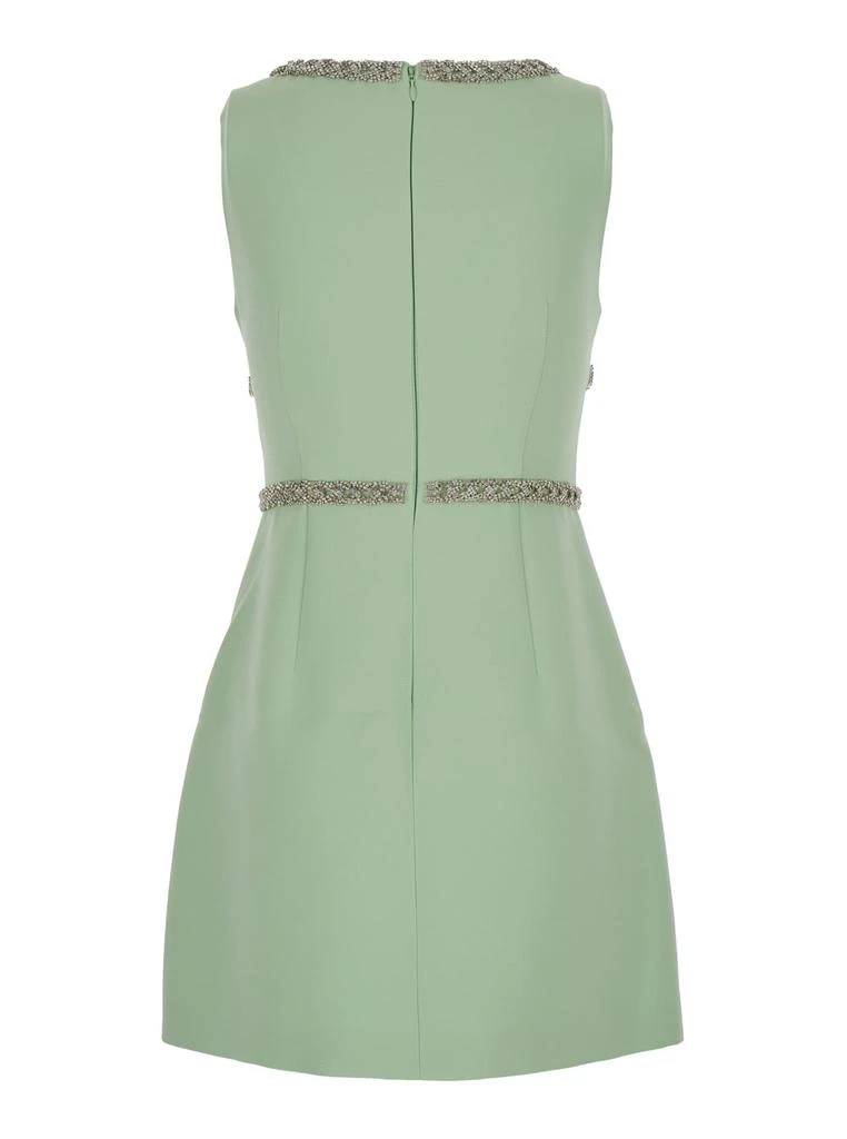 Self Portrait Mini Mint Green Dress With Bows And Crystals In Fabric Woman 2