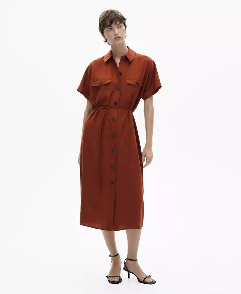 Mango Women's Bow Detail Lyocell Shirt Dress 1