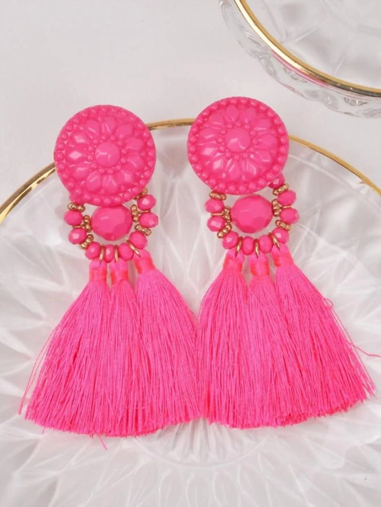 Inspired Fashion Women
s Tassel Drop Earrings In Pink