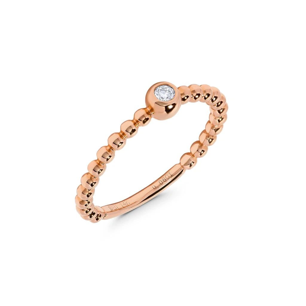 H.J. Namdar 0.05 ct tw Round Diamond Bezel Set Beaded Stack Ring 14K Gold Natural Diamonds