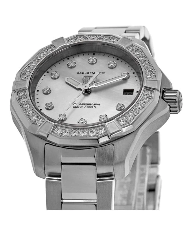 TAG Heuer Tag Heuer Aquaracer Professional 200 Solargraph Mother of Pearl Dial Diamond Bezel Steel Women's Watch WBP1314.BA0005 2