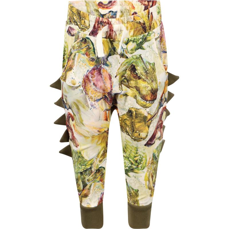 Rock Your Baby Dinos print track pants with spikes in white and khaki