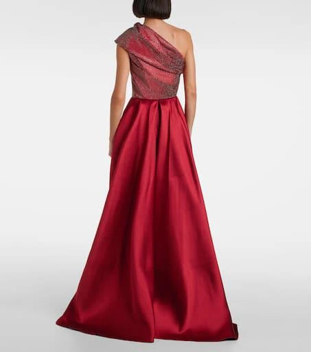 SOLACE LONDON Alba embellished draped satin gown 3