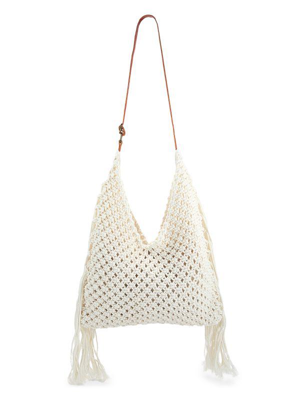 Collection 18 Macrame Fringe Hobo Bag