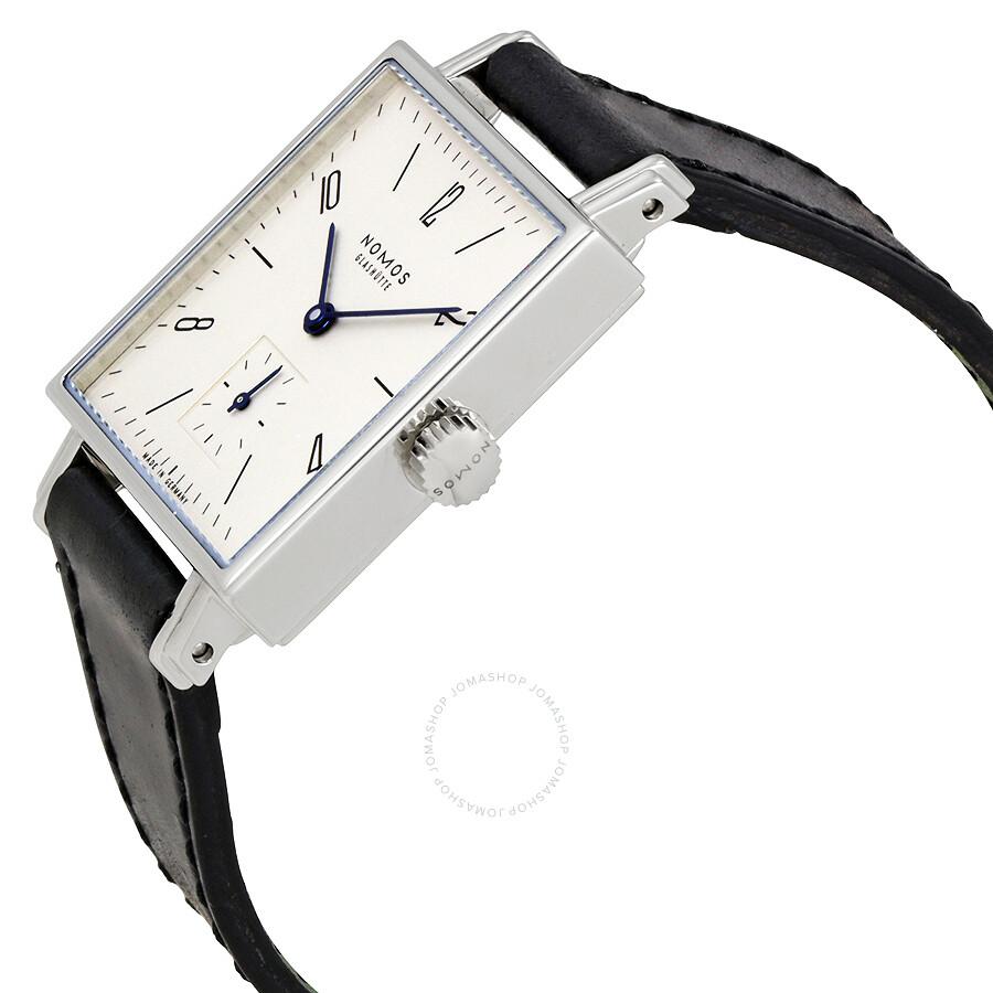 Nomos Glashutte Tetra White Dial Black Leather Ladies Watch 406