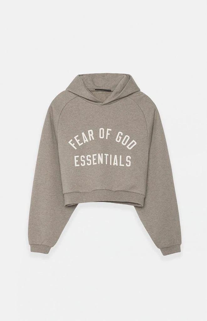 Essentials Women's Heather Grey Cropped Hoodie 1