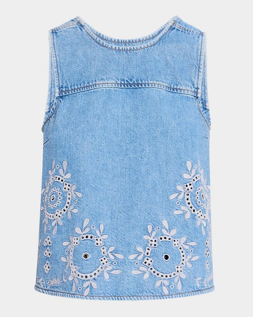 Ganni Broderie Anglaise Denim Top 1