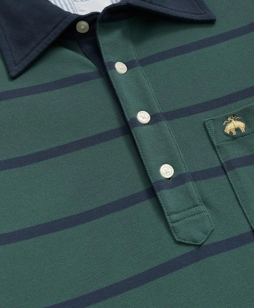Brooks Brothers The Vintage Long Sleeve Polo Shirt in BB#3 Stripe Pique Cotton 2