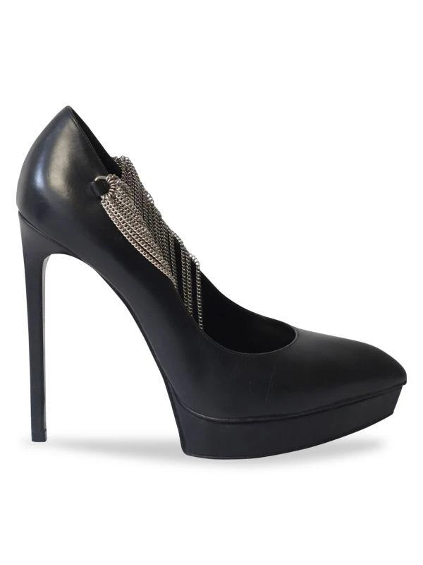 Yves Saint Laurent Janis Chain Leather Platform Pumps 1