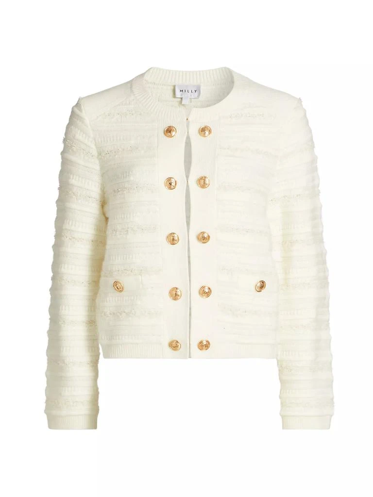Milly Milly Textured Stripe Knit Cardigan Jacket 1