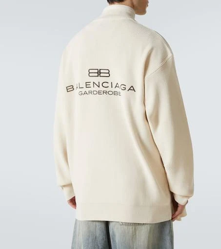 Balenciaga Logo cotton-blend zip-up cardigan 4