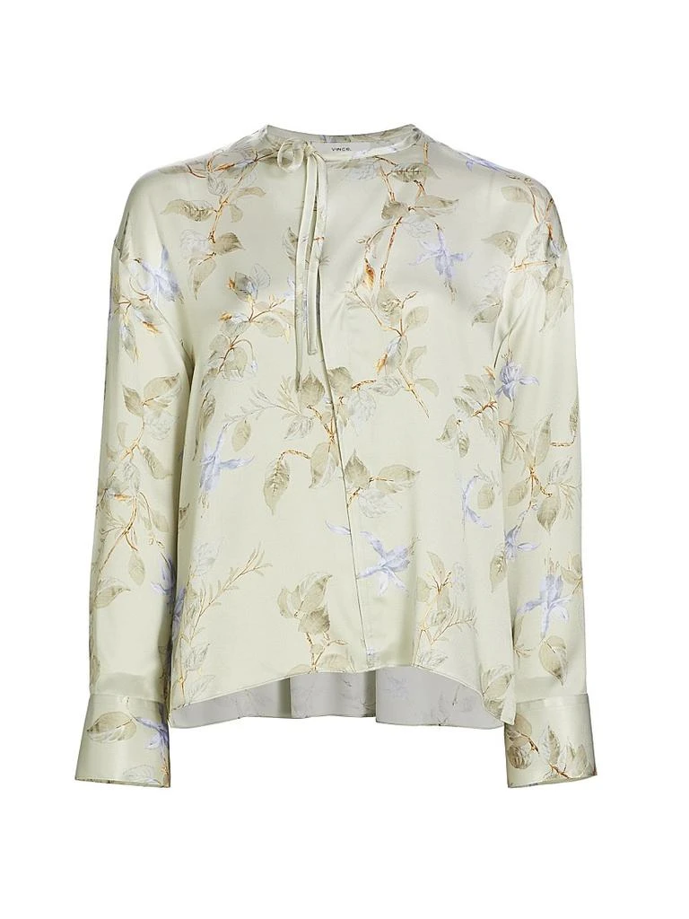 Vince Bellflower Silk Tie-Neck Blouse 1