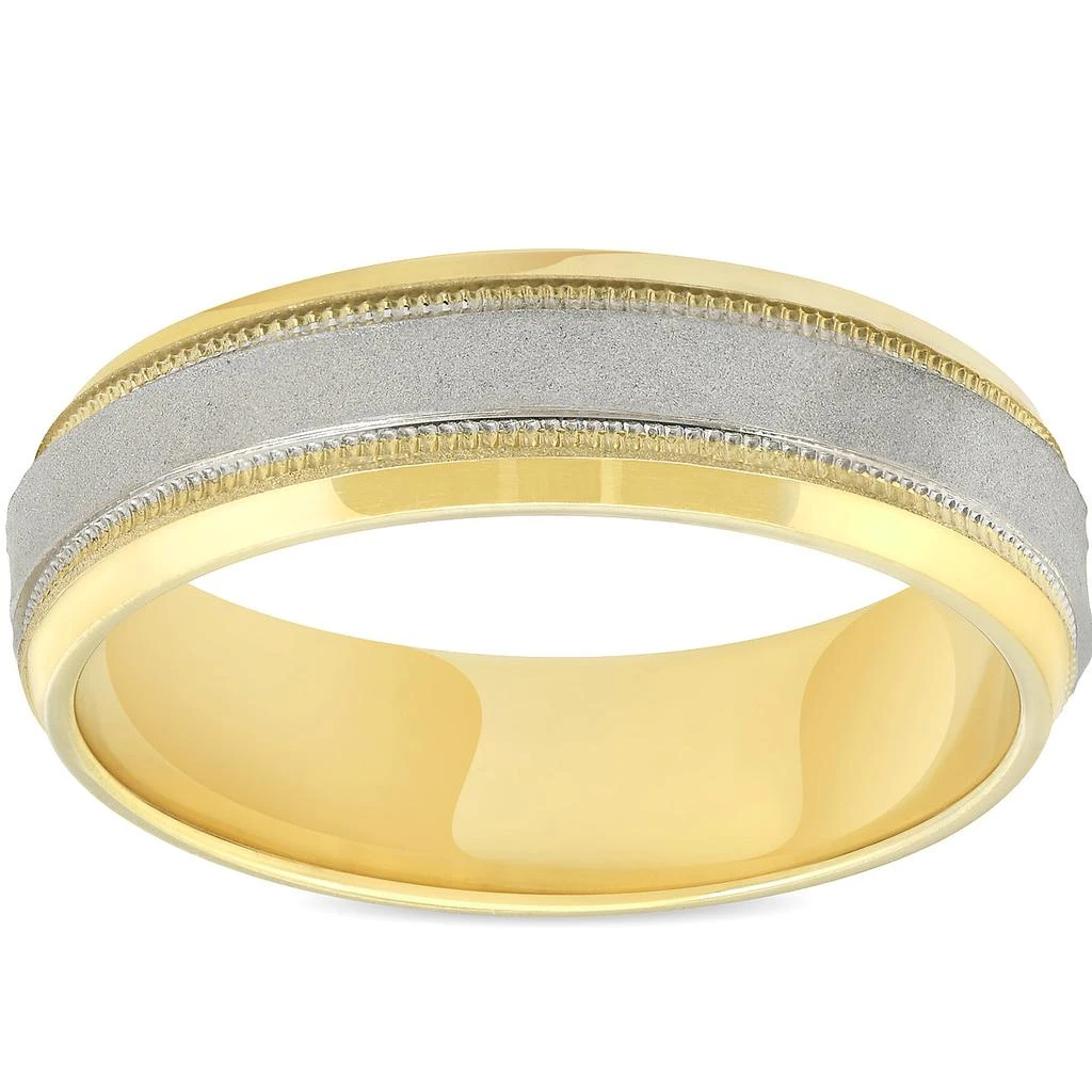 Pompeii3 Platinum & 18k Yellow Gold 6MM Sandblast Brushed Mens Wedding Band 1