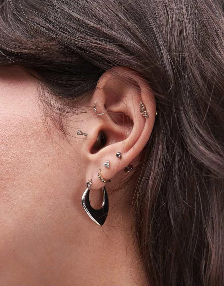 Topshop Topshop Sonia waterproof stainless steel hoop earrings in silver 3