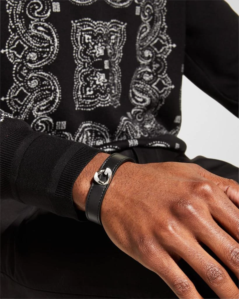 Givenchy Men's G-Chain Silvery Leather Bracelet 2