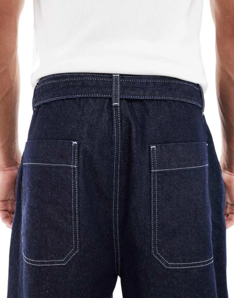 ASOS ASOS DESIGN wide leg jean with self tie & pleat in raw denim 4