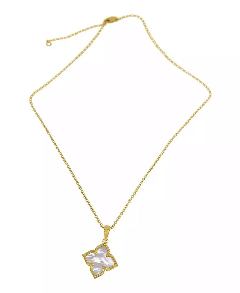 ADORNIA 16-18" Adjustable 14K Gold Plated Flower Imitation Mother of Pearl Necklace 3