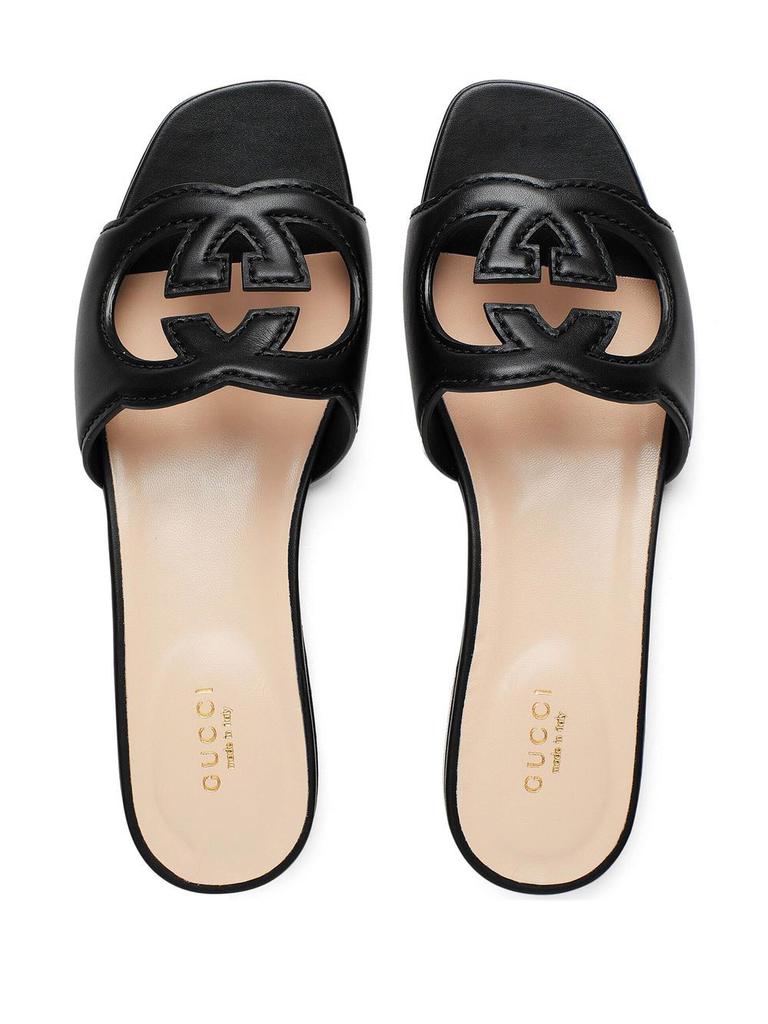 Gucci GUCCI - Gg Cut-out Leather Flat Sandals - Shoes - Free