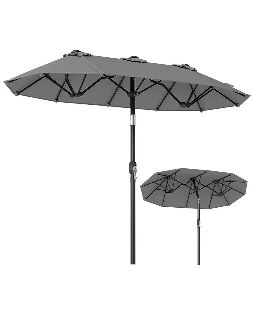 Gymax Double-Sided Patio Umbrella w/Push Button Tilt Crank Handle 3 Air Vents for Pool
