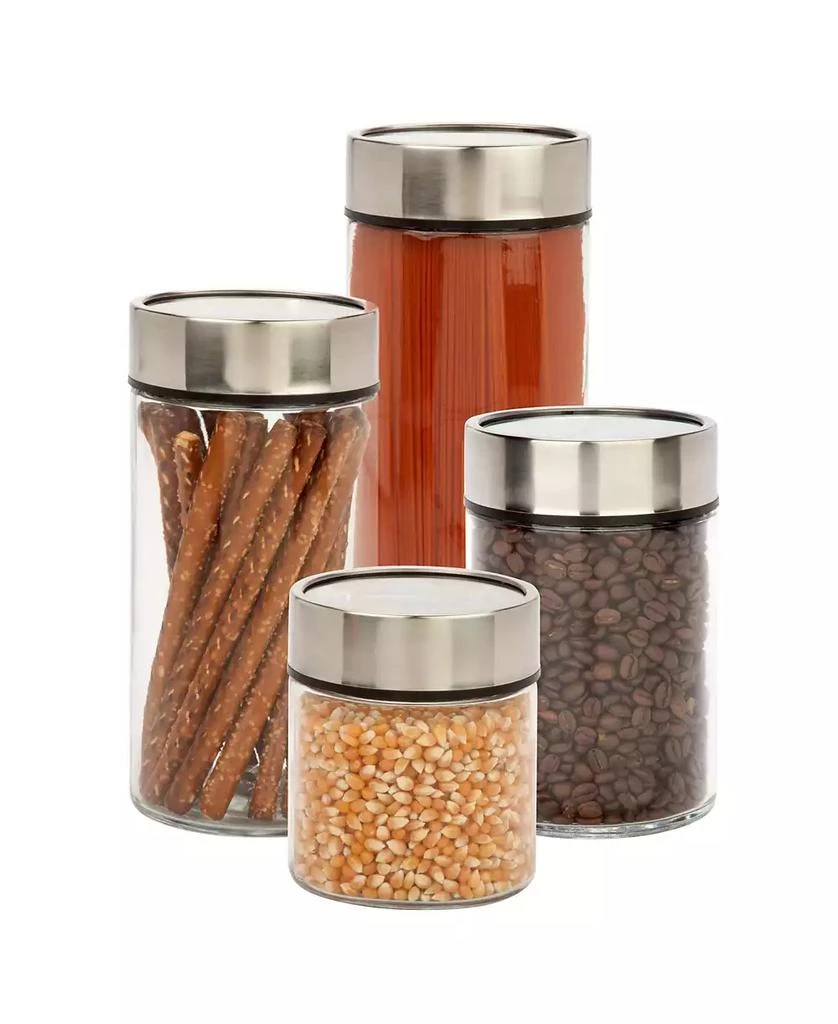 Honey Can Do Stainless Steel Lids and Fresh-Date Dials Kitchen Glass Jar Set, Set of 4 4