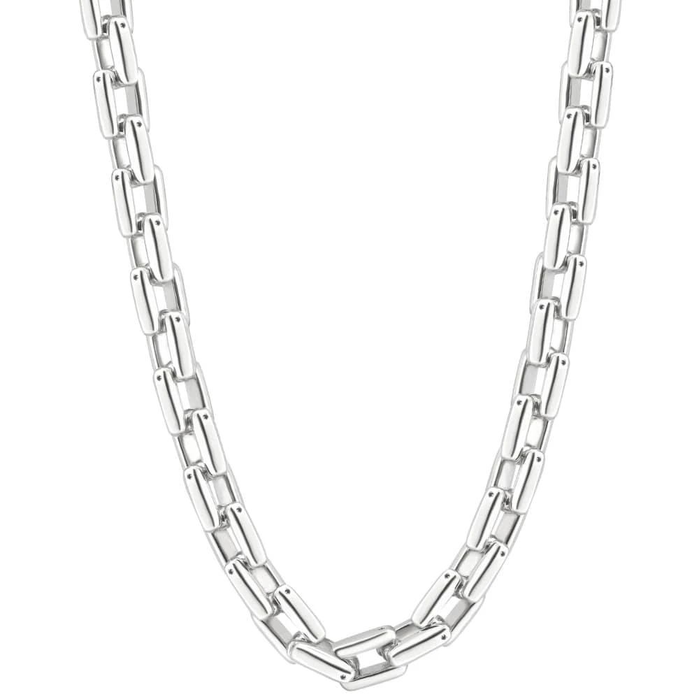 Pompeii3 Men
s Polished Steel Single Tone Clasp 9.5mm Flexible Link  24" Chain