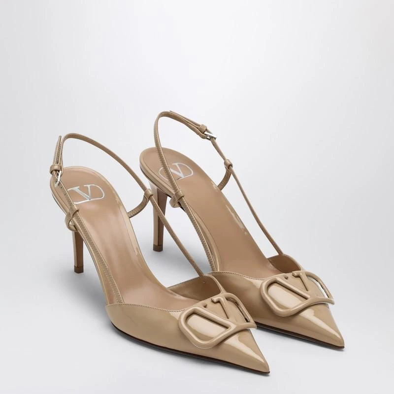 Valentino Slingback Vlogo in sand-colored leather 2