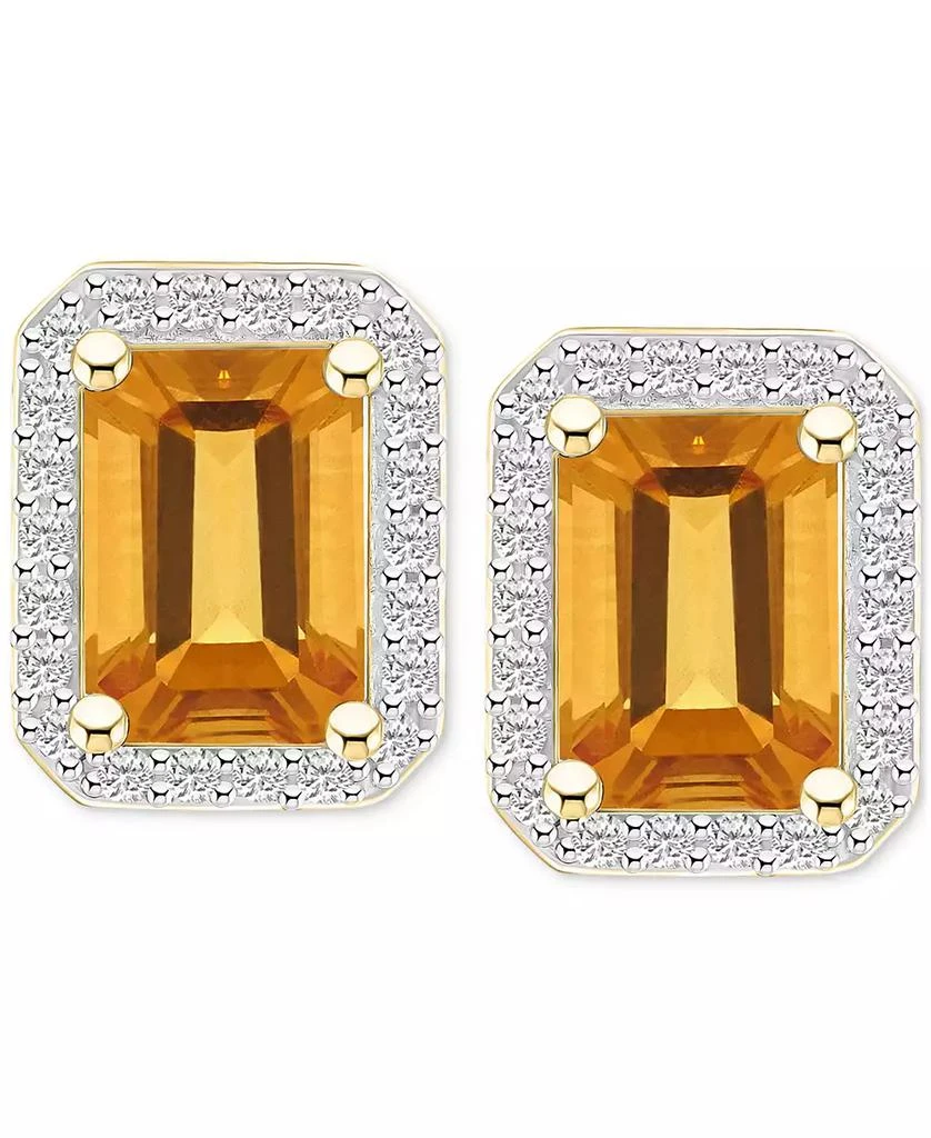 Macy
s Citrine (2 ct. t.w.) 
Lab-Created White Sapphire (1/4 ct. t.w.) Square Halo Stud Earrings in 10k Gold (Also in Additional Gemstones) 3