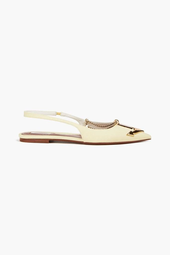Zimmermann Embellished canvas slingback point-toe flats 1